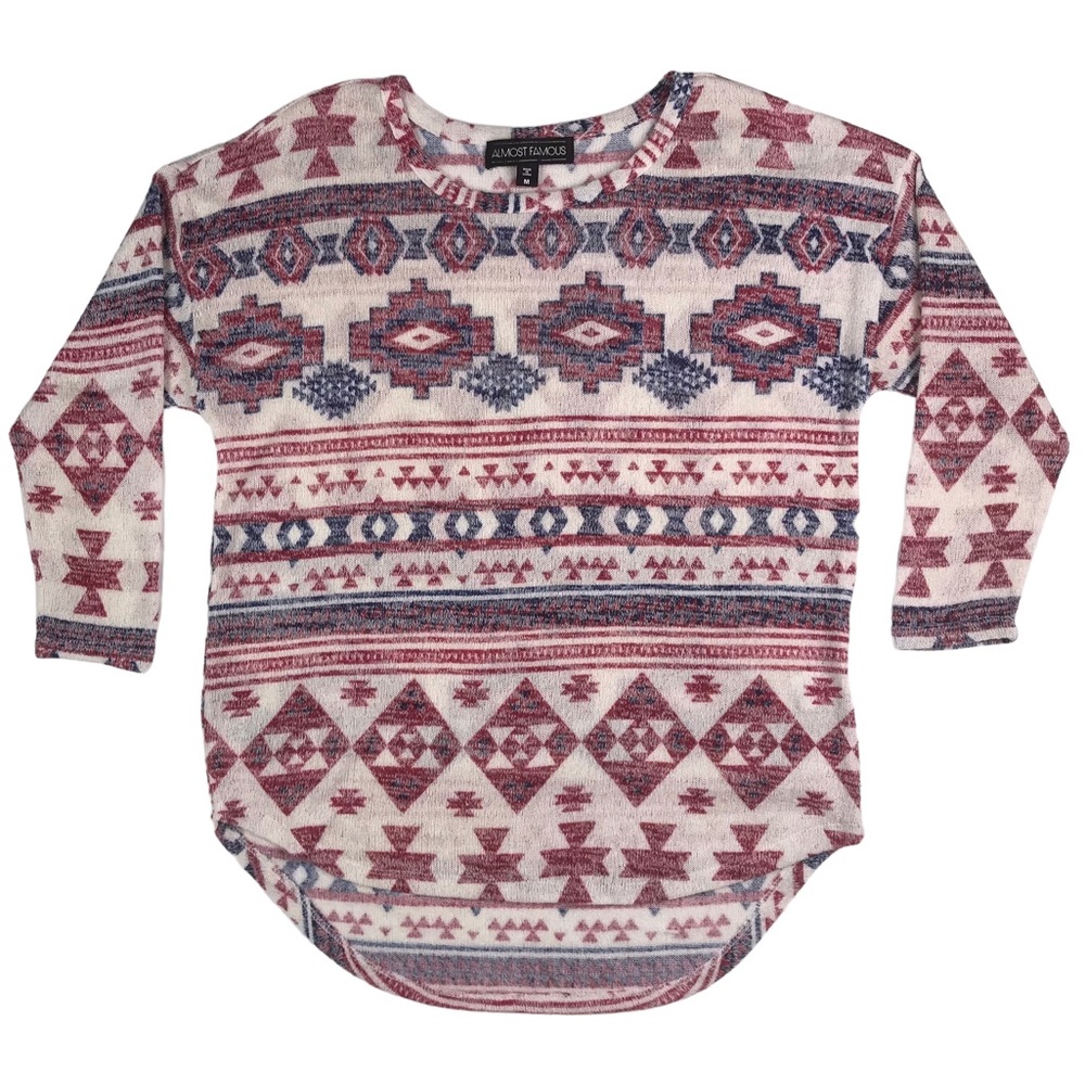 SALE Almost Famous Southwestern Print Top Lightweight Sweater M Aztec Ethnic